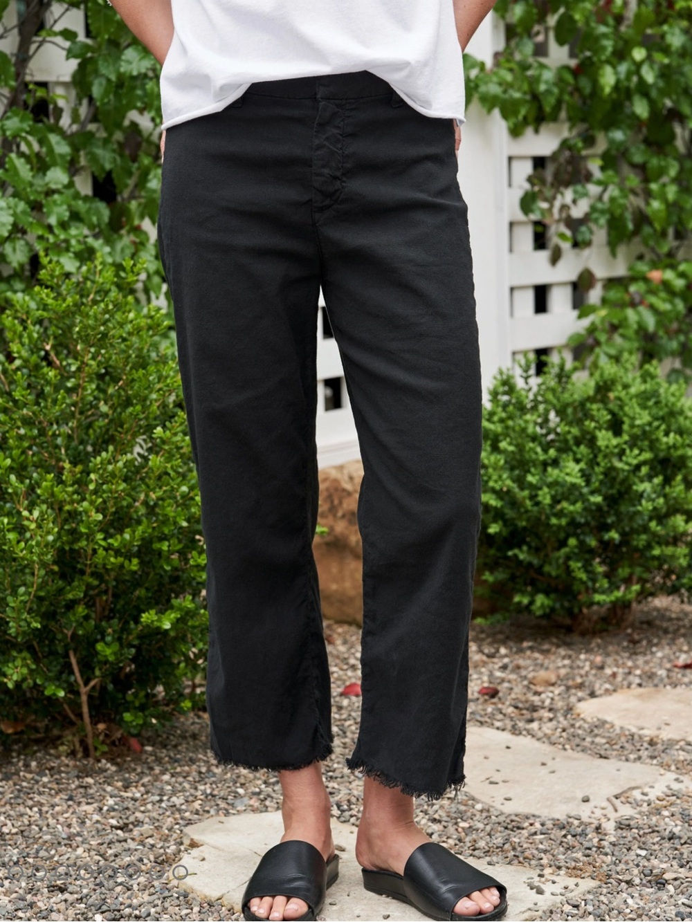 Frank & Eileen Kinsale Black Linen Cropped Pants Size 8
